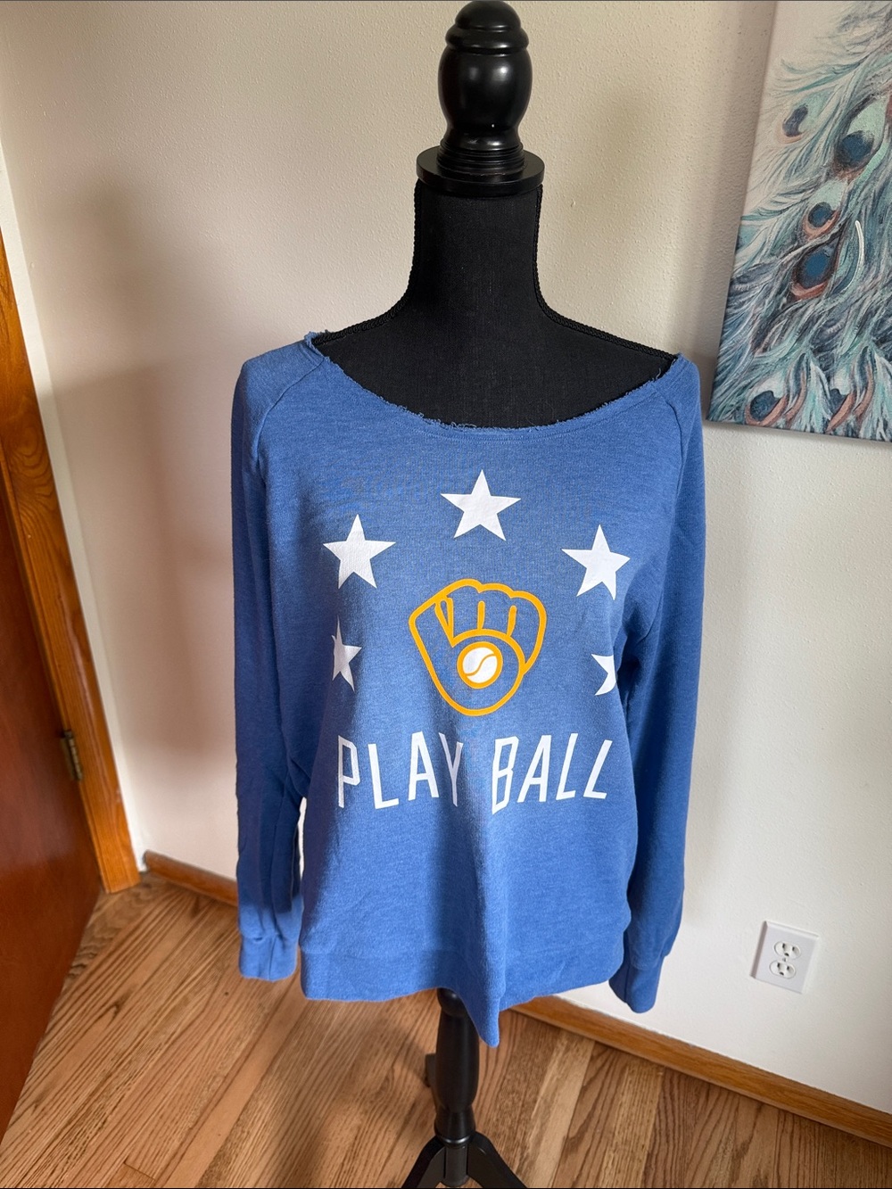 PINK Victoria's Secret Blue 'Play Ball' Graphic Sweatshirt